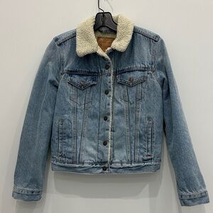 Levi's Blue Denim Sherpa Jacket Small EUC